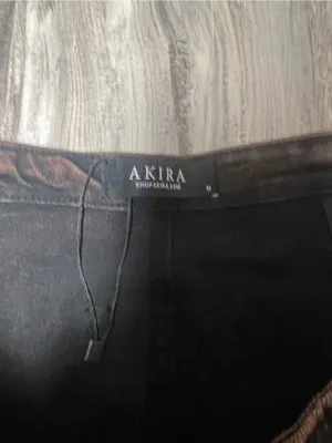 AKIRA Label Kat Brown Lace Up Distressed Slim Flare Jeans Size Small thumbnail 2
