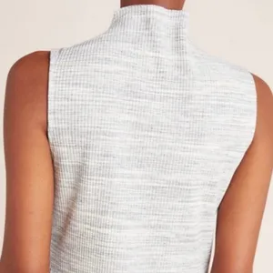 Anthropologie Eri + Ali Gray Tenley Preppy Ribbed Office Basics Mock Neck Top S thumbnail 2