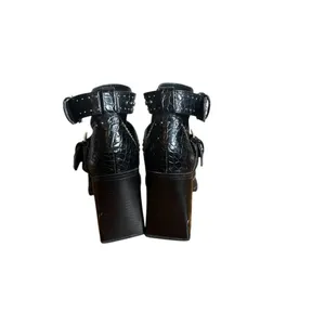 Zara Black Faux Crocodile Skin Pattern Reptile Heel Ankle Booties EUR 37 US‎ 6.5 thumbnail 7