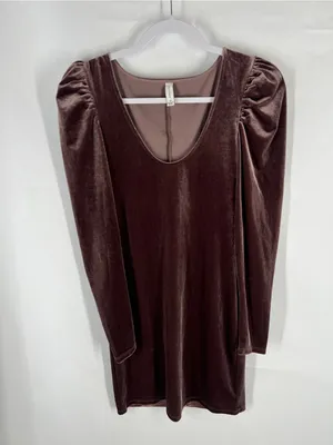 Gentle Fawn Mauve Velvet Puff Sleeve Mini Dress XS thumbnail 2