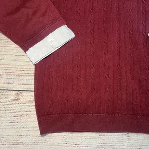 Vintage 90s Academia Sweater‎ Top Womens Small Red Knit Preppy Fall Collared Y2k thumbnail 2