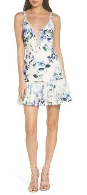 NEW Foxiedox Blue Floral‎ Ressie Flounce Dress M thumbnail 1