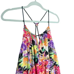 Arizona Jean Co Tropical Floral Mini Dress Size Medium Swim Coverup Boho Beach thumbnail 2