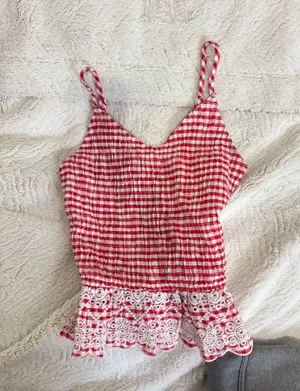 Red gingham top thumbnail 1