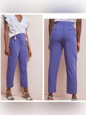 NWT Anthropologie Cupro Wrap Trouser Pant blue purple modal blend size small thumbnail 2
