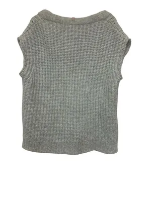 Lunya Chunky Wool Knit Button‑Front Vest Cardigan – Gray – XS/S thumbnail 2