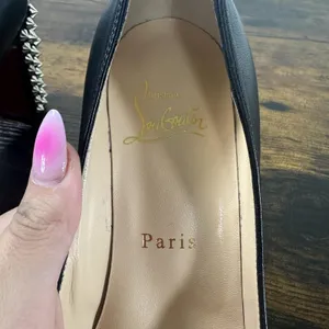 Christian Louboutin Donna 85 Black Leather Silver Spike Block Heel Pumps 35.5 thumbnail 13