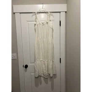Wonderly White Maxi Dress Size Medium Cotton Sleeveless Tiered Boho Beach Bride thumbnail 6