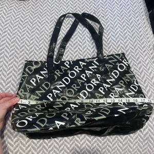 Pandora Bag Signature Logo Black Shopper Handbag Tote Purse Bag thumbnail 2