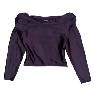 NWT Express Purple Satin Draped Off The Shoulder Long Sleeve Top Blouse Size XS thumbnail 2