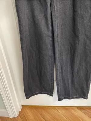 Universal Thread Black Denim Wide-Leg Overalls Button Sides Size 4 retro grunge thumbnail 3