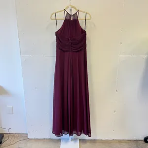 LEVKOFF Burgundy‎ Chiffon Halter Pleated Bodice Maxi Formal Dress Size 8 Prom thumbnail 2