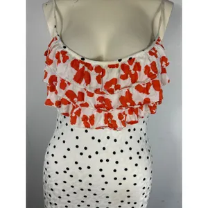 RIXO For Target Polka Dot Sleeveless Maxi Slip Dress Red Floral Ruffle Size M thumbnail 4