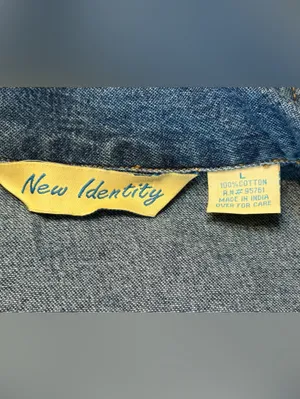 New Identity Vintage 100% cotton Blue Denim Jacket with Eyelet Trim size Large thumbnail 5