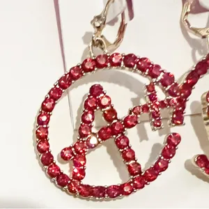 ♥️✨BETSEY JOHNSON A Plus Red Rhinestone Crystal Drop Earrings School Teacher thumbnail 7