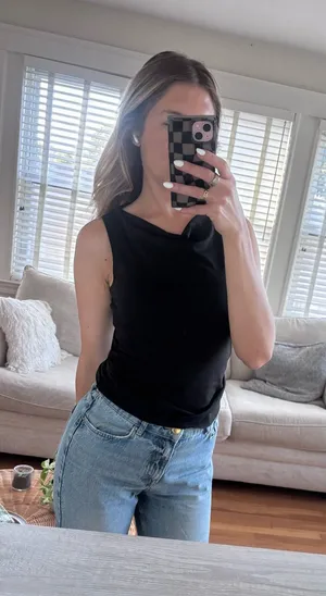 W² Black Cowl Neck Sleeveless Top | Size S | Made in USA thumbnail 1