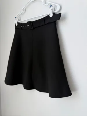 Zara Black Flowy Mini Skirt with Belt Size Medium thumbnail 3