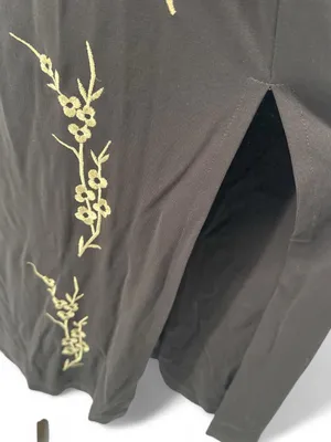 Vintage Chetta B brown short-sleeve floral embroidered maxi dress size 6 thumbnail 3