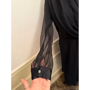 Vintage Ursula of Switzerland Black Georgette Crossover Evening Gown Midi Dress thumbnail 2