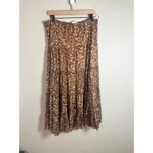Metro Wear Leopard Print Tiered Maxi Skirt Brown Mesh Ruffle Boho Y2K Large thumbnail 4