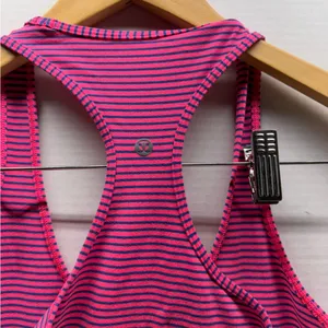 Lululemon Pink Striped Racerback Tank Top thumbnail 3