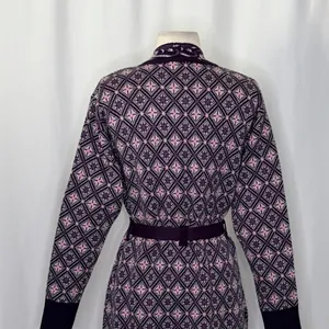 COSY WOOL‎ by Elson Purple Geometric Cardigan Sweater Belted Tie Waist Size 38 thumbnail 10