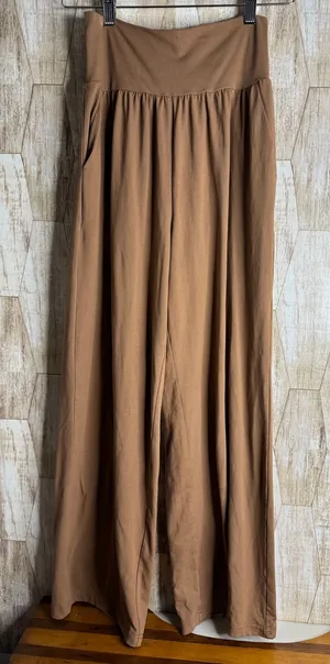 Gracyoga‎ Brown Wide Leg Yoga Pants Small High Waist Lounge Trousers Pockets thumbnail 1