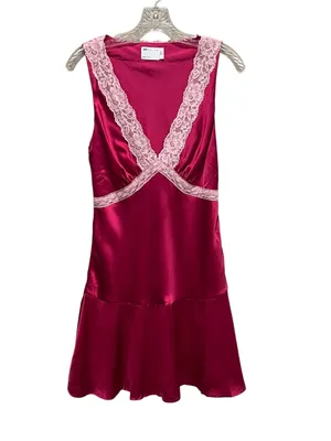 ASOS Design Satin Flippy Mini Dress Pink Lace Trim Sleeveless Women’s Size 6 thumbnail 4