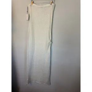 Reformation Jasmine Knit Maxi in White Ivory Sheer Side Slit Coverup Dress 8 NWT thumbnail 14