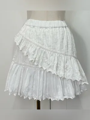 LoveShackFancy Madrid Ruffle Mini Skirt Small White Coquette Feminine Dainty thumbnail 2