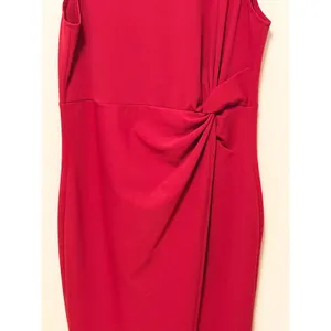 GUESS Sheath Dress Sz L Burgundy Sleeveless Side Knot Draped Professional Office thumbnail 5