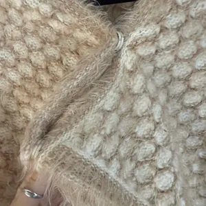 Anthropologie Moth Fuzzy Bobble Knit Cardigan Shawl Sweater‎ Capelet Beige S thumbnail 4