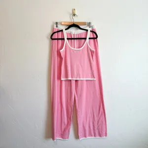 The Bar | Carter Terry Cloth Tank & Wide Leg Sweatpants Set in Pink | Med/Large thumbnail 5