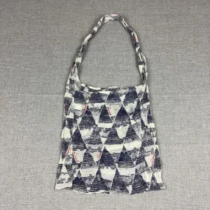 Free People Shoulder Bag Womens Medium Blue Geometric Cotton Boho Lightweight thumbnail 6