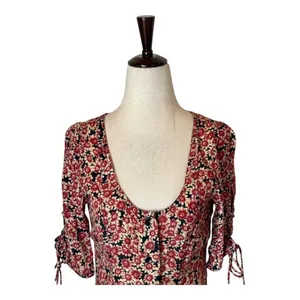 Free People Melanie Dress Women XS Red Floral Mini‎ Boho Cottagecore Festival thumbnail 5