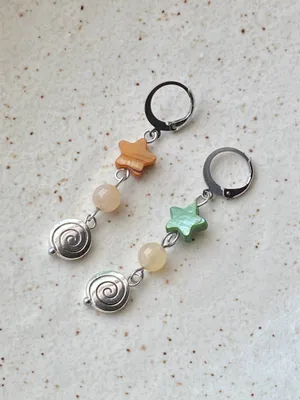 Handmade star & swirl dangle earrings🌀🌠 thumbnail 4