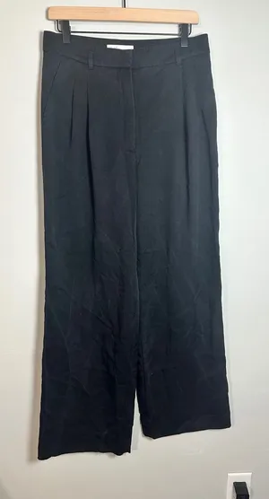 Oak + Fort Black Pleated Wide Leg Tencel Trousers Pants PT-13603-W‎ Mens 10 thumbnail 1