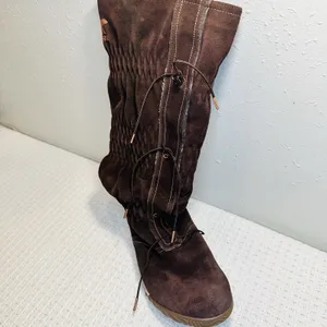 Ladies Sorel Firenzy Tall Wool Lined Winter Boots 8 Brown Suede Flats Shoes Snow thumbnail 8