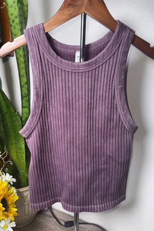 Zenana Ribbed Washed Seamless Tank thumbnail 1