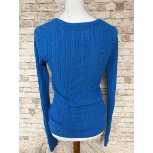 American Eagle Sweater Womens M Blue Cable‎ Knit Babydoll Bella Swan Y2K thumbnail 3