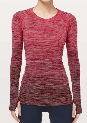 Lululemon Swiftly Tech Long Sleeve Crew Size 4 Red‎ Alert White Dark Sport Red thumbnail 1
