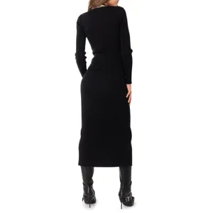 Line And Dot S Ribbed Wool/Rayon Sweater Dress long sleeve black Small thumbnail 2