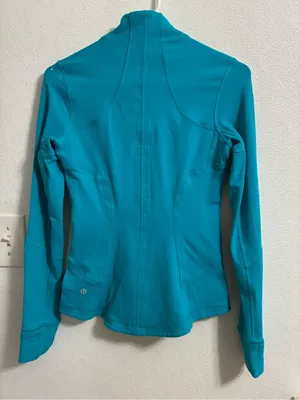 Lululemon Women’s Forme BrushedSurge Teal Zip-Up Jacket with Pink Accents 4 thumbnail 2