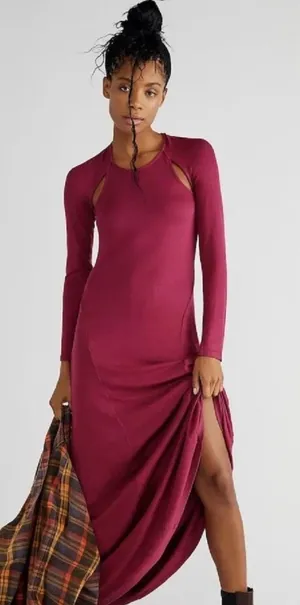 Free People Beach Night Out‎ Maxi Dress NWT Small Wine Red thumbnail 1