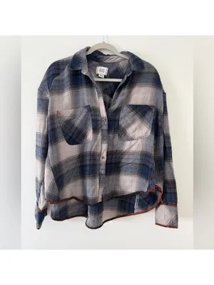 Urban Outfitters BDG Karl Slouchy Blue Flannel Button Down size medium thumbnail 3