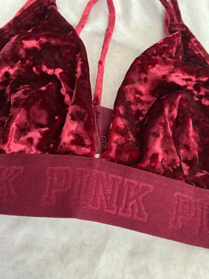 Victoria's Secret PINK velvet maroon bralette thumbnail 3