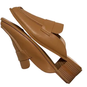 Oasis Society California Tan Vegan Leather Square Toe Block Heel Mules Size 10 thumbnail 3
