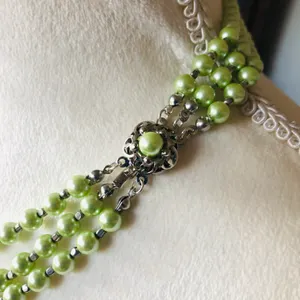 Handcrafted green Czech Pearl custom matching clasp necklace thumbnail 6