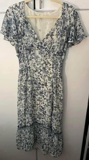 Toile floral blue and white dress thumbnail 1