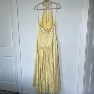 Alexis Saab Pleated Drop Waist Maxi Dress in Yellow S thumbnail 6